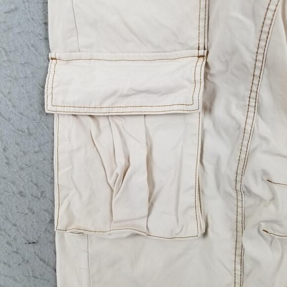 Zara Pants Womens 6 Beige Cargo Wide Leg Elastic Waist Stretch Utility Pockets - Picture 5 of 14
